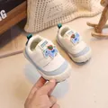 Blue and white soft-sole baby walking shoes with breathable mesh and velcro closure - EU 16 / Sky Blue
