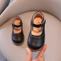 Girls black Mary Jane shoes with brogue detailing and non-slip soft soles - Insole Length 13.5cm / Black