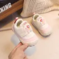 Pink and white baby sneakers with mesh panels and cute pony velcro closure for toddler girls - EU 16 / Pink