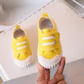 Classic bright yellow children's canvas sneakers with velcro straps and rubber soles - EU 24 / Yellow