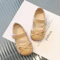 Chaussures Mary Jane beige pour filles en cuir verni avec surpiqûres diamant et nœud - 21-25 / Kaki