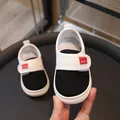 Black and white checkered canvas shoes for kids with hook and loop closure and rubber toe cap - Size 20 Inner Length 12.5CM / Black