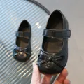 Girl's black Mary Jane princess shoes with quilted texture and bow detail - EU 21 / Black