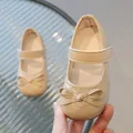 Beige Mary Jane princess shoes for girls with quilted pattern and bow decoration - EU 21 / Khaki