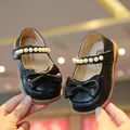 Chaussures princesse Mary Jane noires avec bride en perles et nœud pour filles - Taille 16 (Longueur Intérieure 11.9cm) / Noir