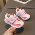 Pink and white breathable mesh baby walking shoes with Velcro strap for toddlers - Size 23 (Internal Length 14.5cm) / Pink