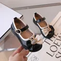 Girls' Mary Jane shoes with black and white bow and metal rabbit charm detail - Size 28 Inner Length 17.7cm / Black