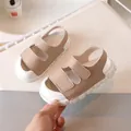Kids beige closed-toe summer sandals with adjustable straps and soft anti-slip soles - EU 24 / Khaki