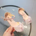 Pink glitter girls princess sandals featuring sheer bow and rhinestone crown detail - EU 26 / Pink