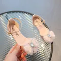 Sparkling pink girls princess sandals with pearl bow and rhinestone ankle strap - EU 26 / Pink