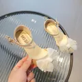 Sparkling gold sequin princess shoes for girls with lace bow and rhinestone details - EU 26 / Gold