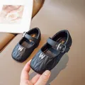 Schwarze Mädchen Mary Jane Schuhe mit Steppmuster und glänzender Strass-Schnalle - Größe 21 Innenlänge 14.0cm / Schwarz
