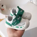 Scarpe primi passi verdi e bianche con dinosauro cartone e chiusura a strappo - EU 16 / Verde