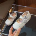 Chaussures Mary Jane argentées à paillettes pour filles avec nœud et étoile - Taille 21 (Intérieur 13.5) / Argenté