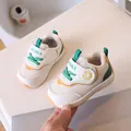 Cream toddler walking shoes with green accents and breathable mesh design - Size 16 (11.5cm) / Green