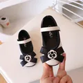 Chic cream girls Mary Jane shoes with black bow and camellia flower detail - EU 26 / Off White