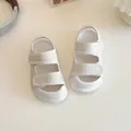 White quilted double-strap kids sandals with non-slip soft soles for summer wear - EU 21 / Off White
