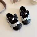 Silver quilted girls Mary Janes with black heart embroidery and large bow detail - Size 16 (Inner Length 12.8cm) / Silver