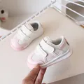 Toddler sports walking shoes in pink and white mesh with dual velcro straps - Toddler Size Sixteen / Pink