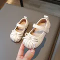 Beige Mary Jane princess shoes for girls with bowknot and non-slip rubber soles - EU 21 / Off White