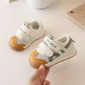 White breathable mesh toddler sneakers with green accents and non-slip gum sole - EU 16 / Yellow