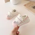 Pink and white mesh toddler sneakers with breathable fabric and Velcro strap closure - EU 16 / Pink