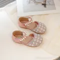 Sparkly pink girls Mary Jane princess sandals with artificial pearls and glitter - EU 21 / Pink