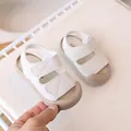 Sandali per neonati bianco crema con doppio velcro e suole in gomma antiscivolo - Taglia 15 / Bianco Sporco