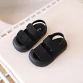 Sandali minimalisti neri per bambini con punta chiusa e cinturini in velcro - Taglia 15 / Nero