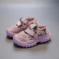Girls' breathable purple sports sandals with dual velcro straps and thick anti-slip sole - EU 26 / Purple