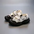 Kids breathable sport sandals in black and white with double hook-and-loop straps - EU 26 / Black