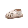 Mädchen Sommer Sandalen mit Schleife und geschlossener Kappe im römischen Stil - Gebrochenes Weiß