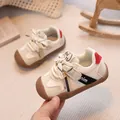 Toddler cream sneakers with non-slip gum soles and adjustable velcro straps - Size 16 (Inner Length 12.0) / Off White