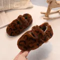 Zapatos Mary Jane para bebé niña en piel sintética de leopardo con forro de felpa - Talla 21 Longitud Interior 13.4cm / Marrón Oscuro