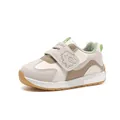 Winter fleece-lined baby sneakers in beige and khaki with velcro cartoon dinosaur detail - Size 16 (11.1cm Insole) / Dinosaur Decoration (YY-2593) / Khaki