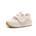 Winter fleece-lined baby sneakers in beige and pink with cute rabbit embossed detail - Size 16 (11.1cm Insole) / Rabbit Decoration (YY-2593) / Pink
