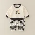 Süßes Baby-Set in Beige mit Elefantenprint und gestreifter Hose für kleine Jungen - 73cm / Aprikose Elefant Streifen Set