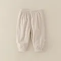 Beige corduroy babybroek met elastische taille en kleine decoratieve strikjes - 73cm / Beige Fluwelen Broek