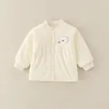Babymeisjes vestje in crème breisel met konijnenborduursel en handige drukknopen - 73cm / Beige Konijnenborduurwerk Cardigan