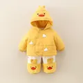 Winter infant warm outfit in yellow duck design with padded hoodie and soft trousers - 73 / Yellow