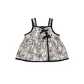 Infant girl floral romper in cream with vintage flower print and black bow accents - Tops