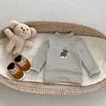 Camiseta de rayas para bebé con estampado de oso y zapatos de lona marrón a juego - 73cm / Negro