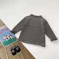 Detail of baby striped long sleeve shirt with semi-high collar and soft cotton fabric - 66 / Tops / Black