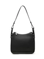 Minimalist black pebble leather shoulder bag with silver hardware and adjustable strap - Medium / Black