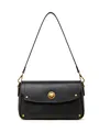 Borsa in pelle nera con fibbia dorata e dettagli di borchie per donna elegante - Nero