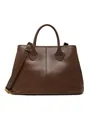 Borsa tote minimalista in pelle testa di moro con manici e tracolla regolabile - Marrone