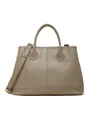 Borsa tote minimalista in pelle talpa con trama a grana e tracolla regolabile - Grigio