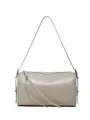 Borsa a cilindro minimalista in pelle grigio chiaro con dettagli in metallo oro - Grigio