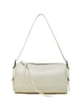Elegante borsa boston in pelle conciata al vegetale beige con lungo tirante della zip - Bianco avorio