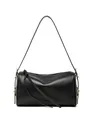 Sac cylindre minimaliste en cuir noir au tannage végétal avec fermeture éclair en laiton - Noir